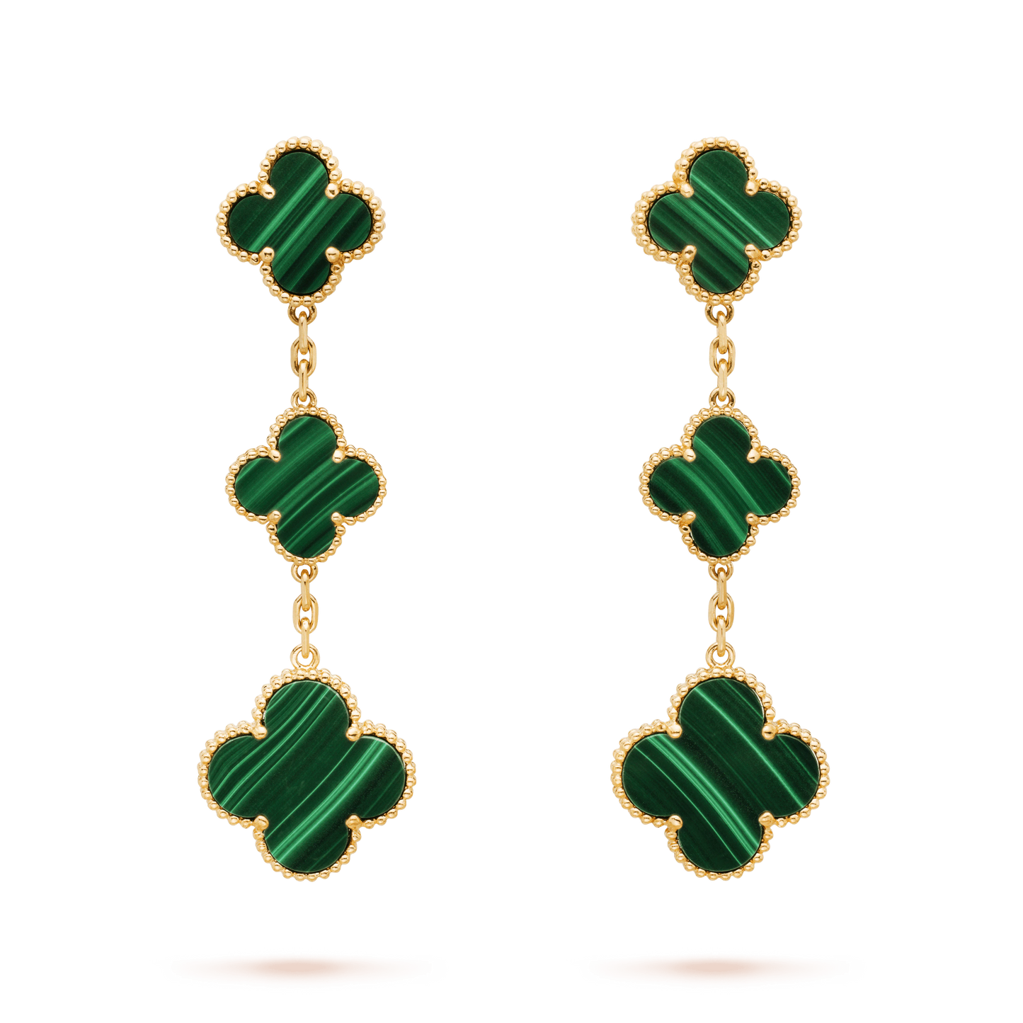 [Topon Jewelry]CLOVER MALACHITE 3 MOTIFS GOLD