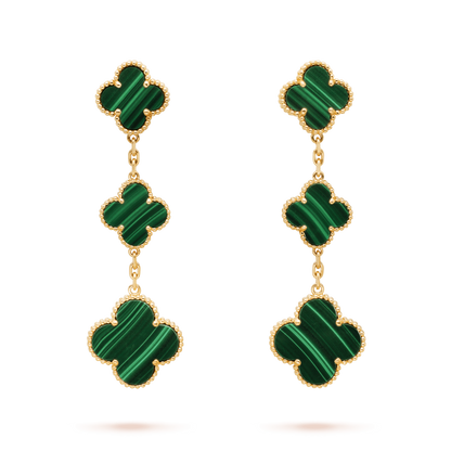 [Topon Jewelry]CLOVER MALACHITE 3 MOTIFS GOLD