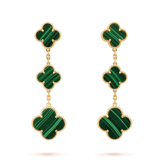 [Topon Jewelry]CLOVER MALACHITE 3 MOTIFS GOLD