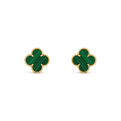 [Topon Jewelry]CLOVER MEDIUM 1 MOTIFS MALACHITE  EARRINGS