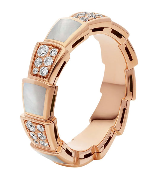 [Topon Jewelry]SERPENTI RING PINK GOLD MOP DIAMOND PAVED 4MM