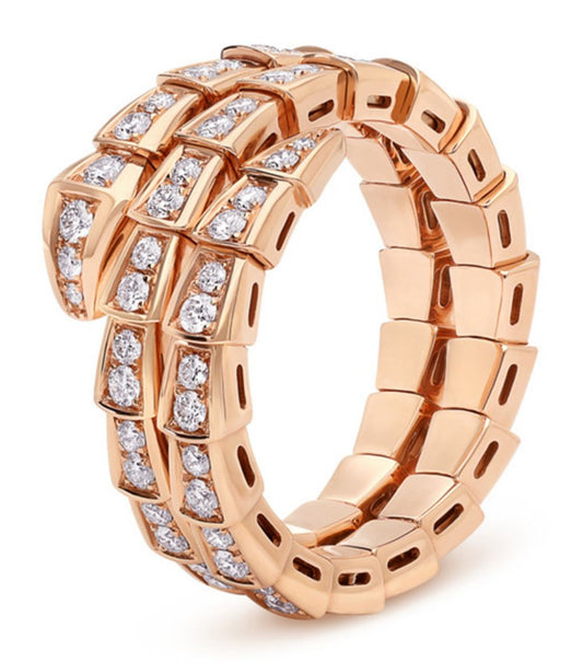 [Topon Jewelry]SERPENTI RING PINK GOLD DIAMOND DOUBLE ROW