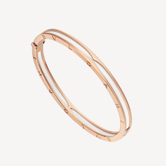 [Topon Jewelry]ZERO 1 PINK GOLD WITH WHITE CERAMIC BRACELET