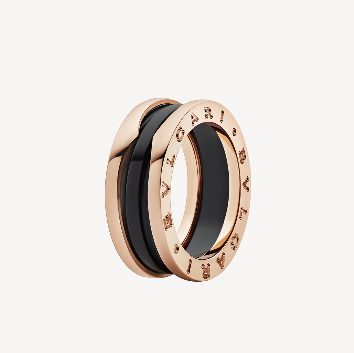 [Topon Jewelry]ZERO 1 TWO-BAND LOOPS AND BLACK CERAMIC PINK GOLD RING