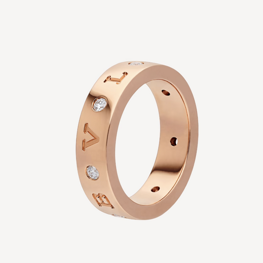 [Topon Jewelry]ZERO 1 ESSENTIAL PINK GOLD BAND WITH DIAMONDS RING