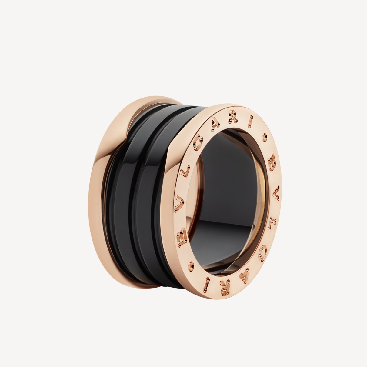 [Topon Jewelry]ZERO 1 FOUR-BAND LOOPS AND BLACK CERAMIC SPIRAL PINK GOLD RING