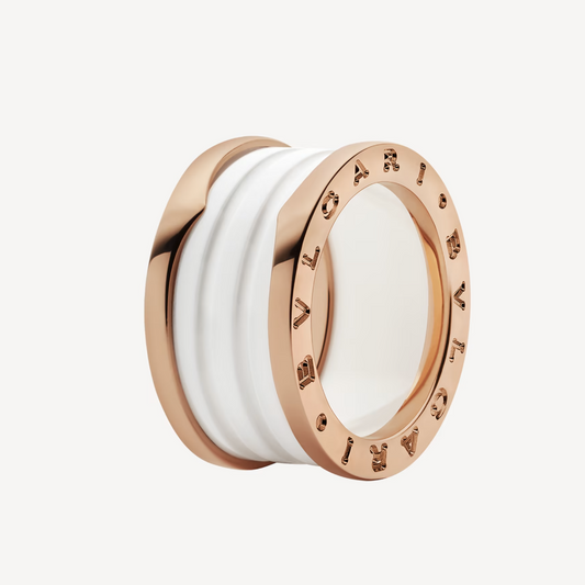 [Topon Jewelry]ZERO 1 FOUR-BAND LOOPS AND WHITE CERAMIC SPIRAL PINK GOLD RING