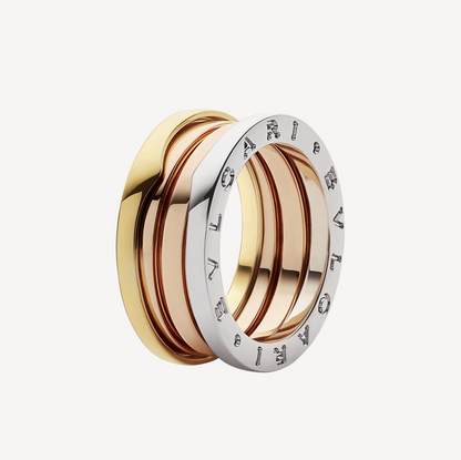 [Topon Jewelry]ZERO 1 THREE-BAND ROSE WHITE AND YELLOW RING