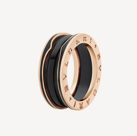 [Topon Jewelry]ZERO 1 TWO-BAND WITH MATTE BLACK CERAMIC PINK GOLD RING