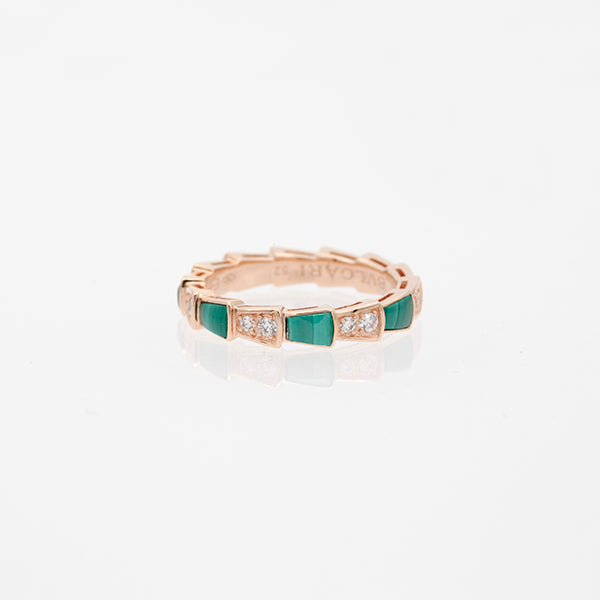 [Topon Jewelry]SERPENTI RING PINK GOLD MALACHITE DIAMOND 3MM