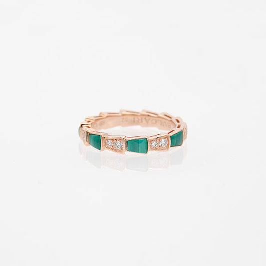 [Topon Jewelry]SERPENTI RING PINK GOLD MALACHITE DIAMOND 3MM