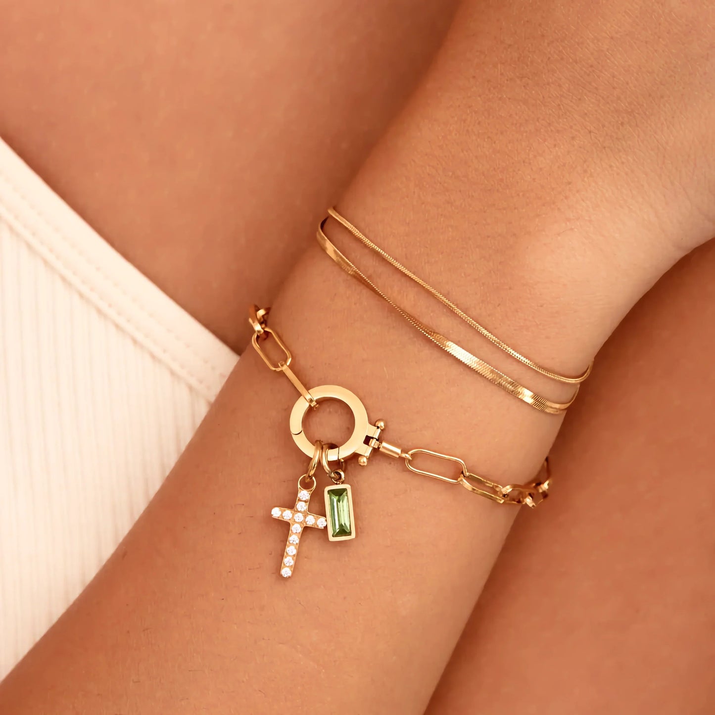 [Topon]Annabella Birthstone Cross Bracelet
