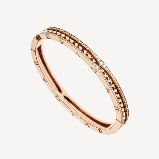 [Topon Jewelry]ZERO 1 SPIRAL AND PAVED DIAMOND PINK GOLD BRACELET