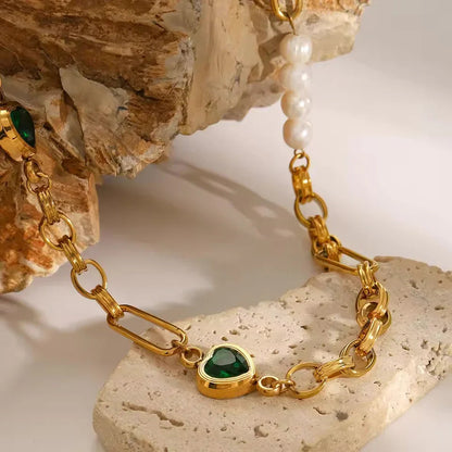 [Topon]Melanie Emerald Pearl Bracelet