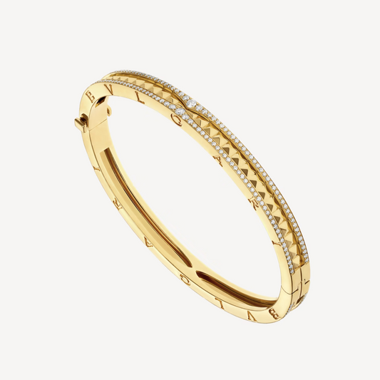 [Topon Jewelry]ZERO 1 SPIRAL AND PAVED DIAMOND GOLD BRACELET