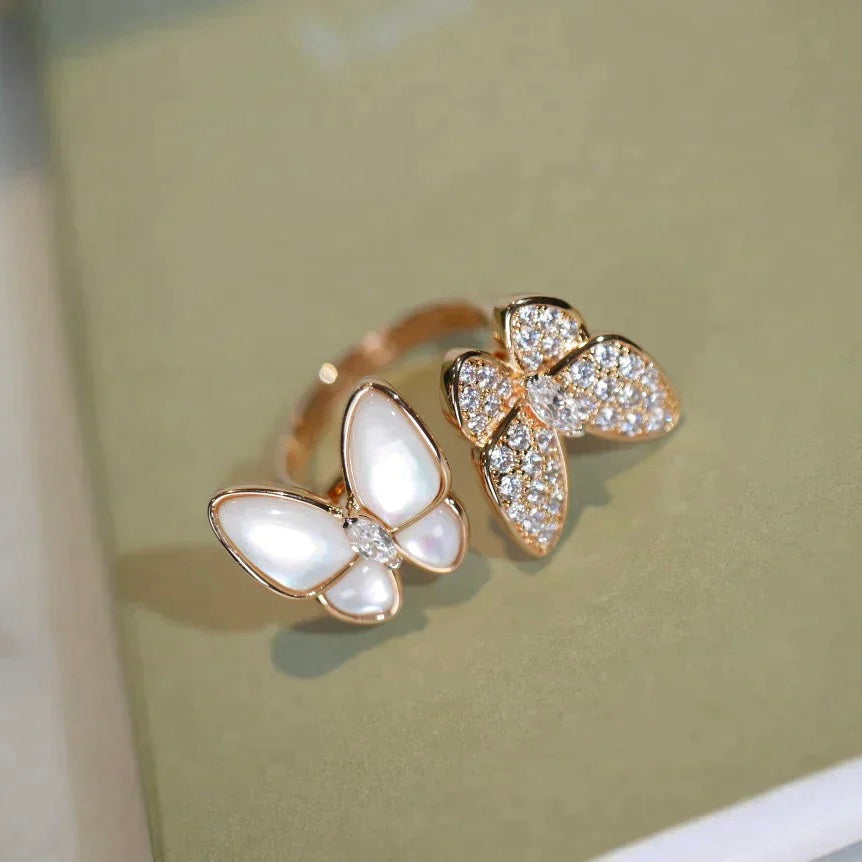 [Topon Jewelry]TWIN BUTTERFLY DIAMOND MOP RING