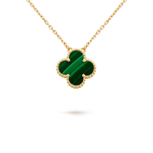 [Topon Jewelry]CLOVER 15MM MALACHITE SINGLE FLOWER  NECKLACE