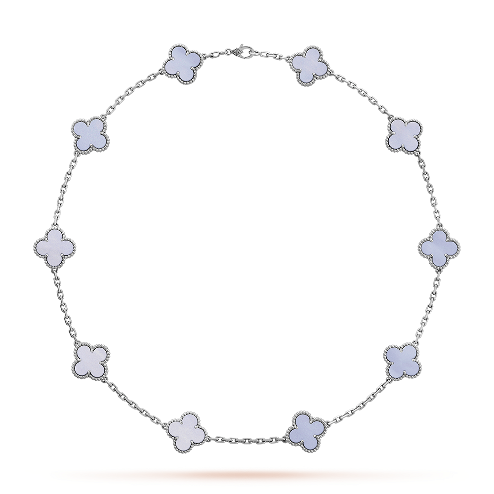 [Topon]CLOVER 10 MOTIFS BLUE CHALCEDONY NECKLACE