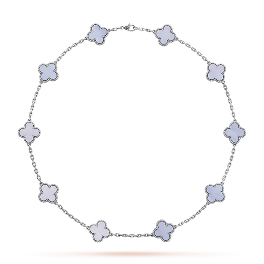 [Topon]CLOVER 10 MOTIFS BLUE CHALCEDONY NECKLACE