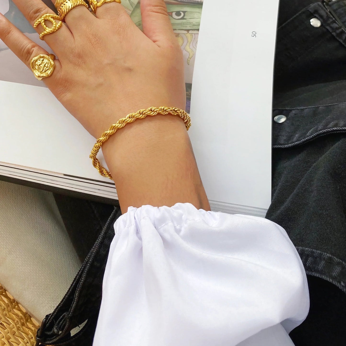 [Topon]Clara Rope Chain Gold Bracelet