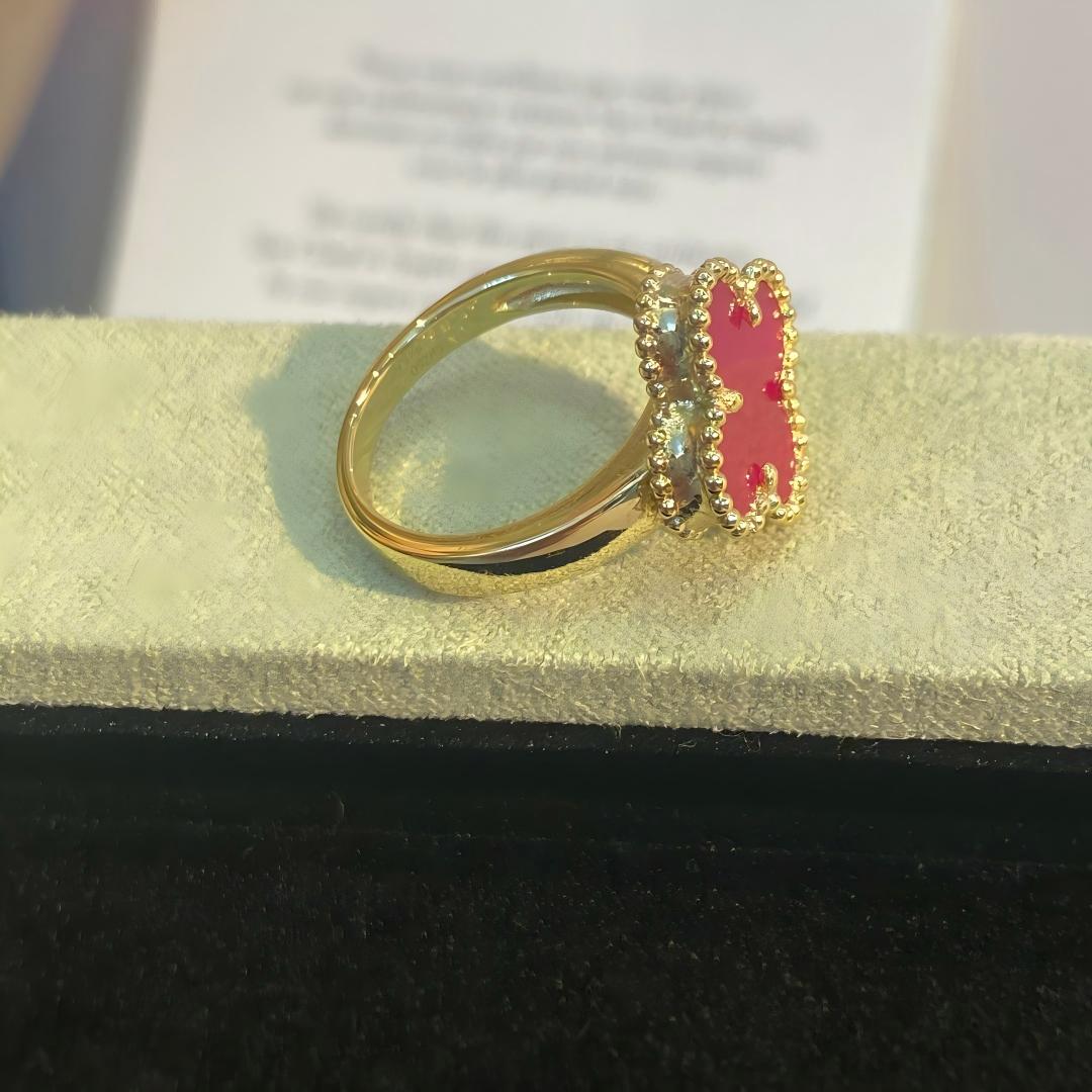 [TOPON]NEW CLOVER PINK ENAMEL RINGS