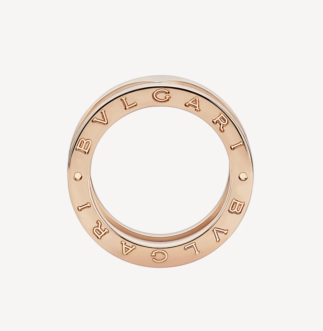 [Topon Jewelry]ZERO 1 TWO-BAND LOOPS AND WHITE CERAMIC SPIRAL PINK GOLD RING