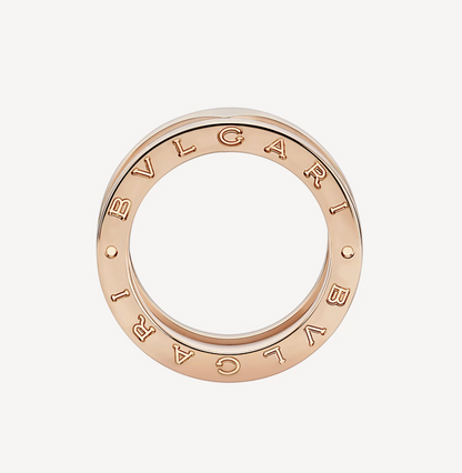 [Topon Jewelry]ZERO 1 TWO-BAND LOOPS AND WHITE CERAMIC SPIRAL PINK GOLD RING