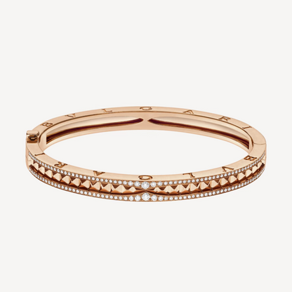 [Topon Jewelry]ZERO 1 SPIRAL AND PAVED DIAMOND PINK GOLD BRACELET