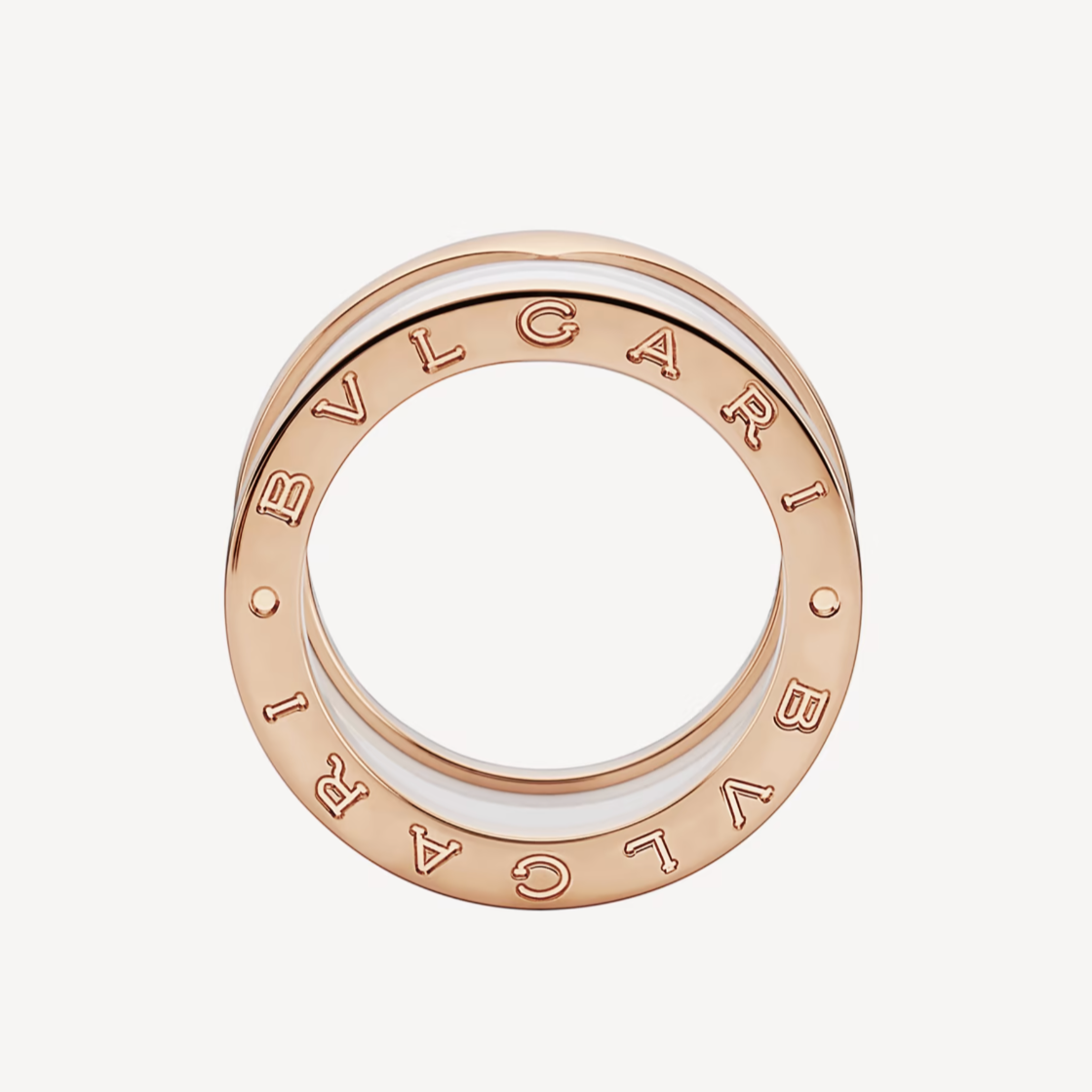 [Topon Jewelry]ZERO 1 FOUR-BAND LOOPS AND WHITE CERAMIC SPIRAL PINK GOLD RING