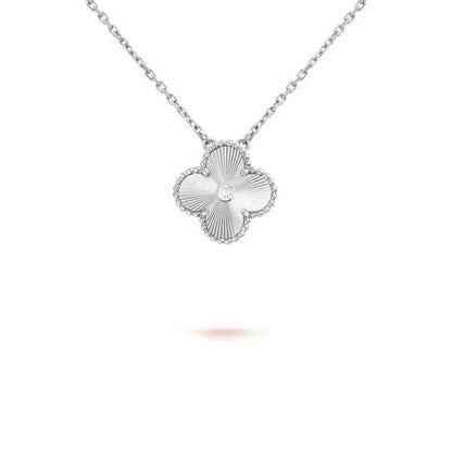 [Topon Jewelry]CLOVER  15MM DIAMOND LASER NECKLACE SILVER