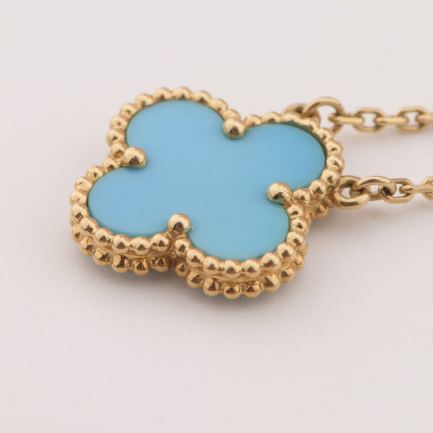 [Topon Jewelry]CLOVER 15MM VINTAGE TURQUOISE NECKLACE