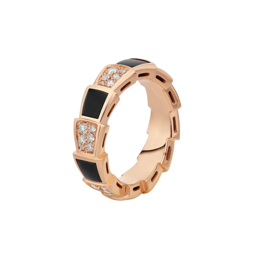 [Topon Jewelry]SERPENTI RING PINK GOLD BLACK MOP DIAMOND PAVED 4MM