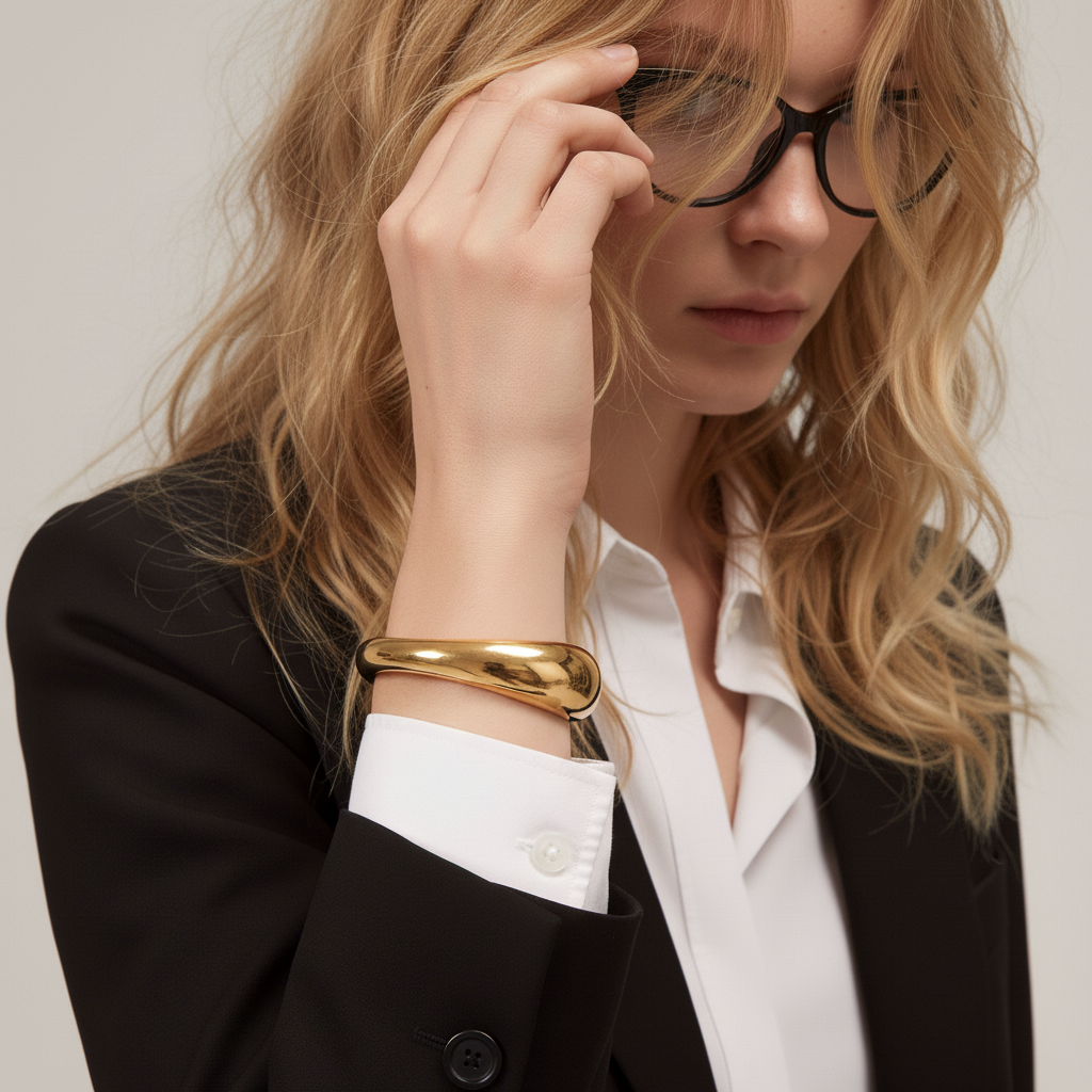 [Topon]Jessa Sculpted Gold Bangle