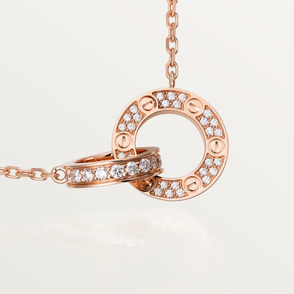 [Topon]LOVE 7.6MM NECKLACE ROSE GOLD AND SILVER  FULL DIAMOND