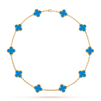 [Topon]CLOVER 10 MOTIFS BLUE AGATE NECKLACE