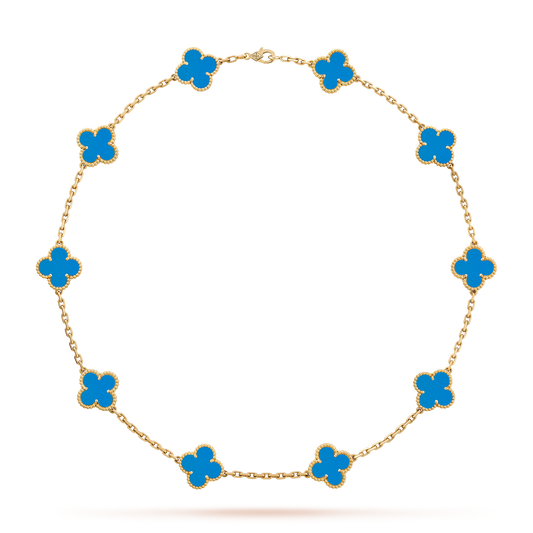 [Topon]CLOVER 10 MOTIFS BLUE AGATE NECKLACE