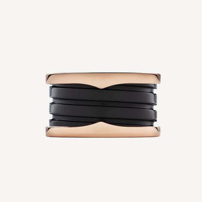 [Topon Jewelry]ZERO 1 FOUR-BAND LOOPS AND BLACK CERAMIC SPIRAL PINK GOLD RING