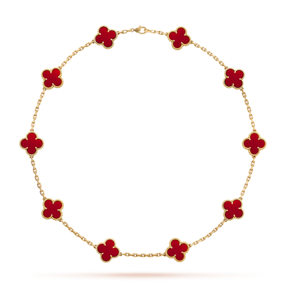 [Topon]CLOVER 10 MOTIFS CARNELIAN NECKLACE