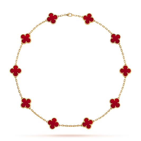 [Topon]CLOVER 10 MOTIFS CARNELIAN NECKLACE