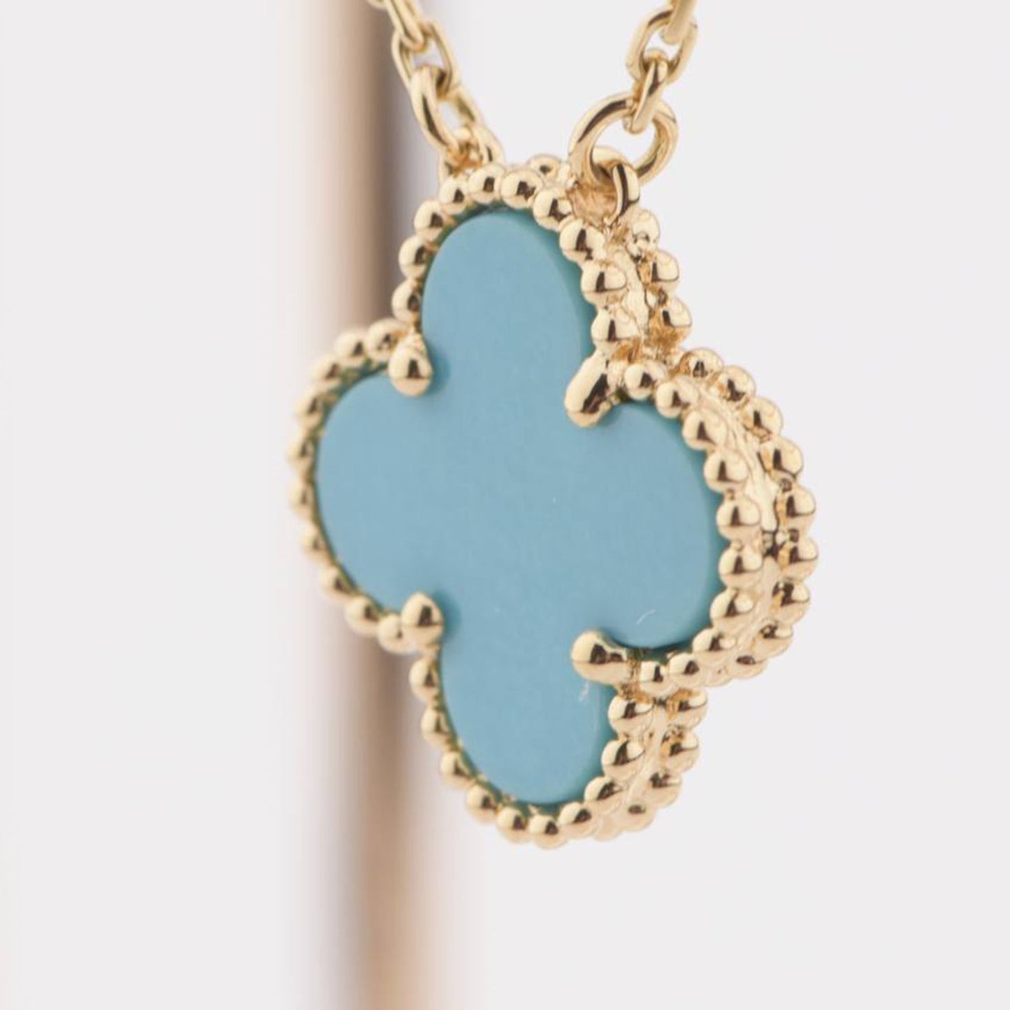 [Topon Jewelry]CLOVER 15MM VINTAGE TURQUOISE NECKLACE