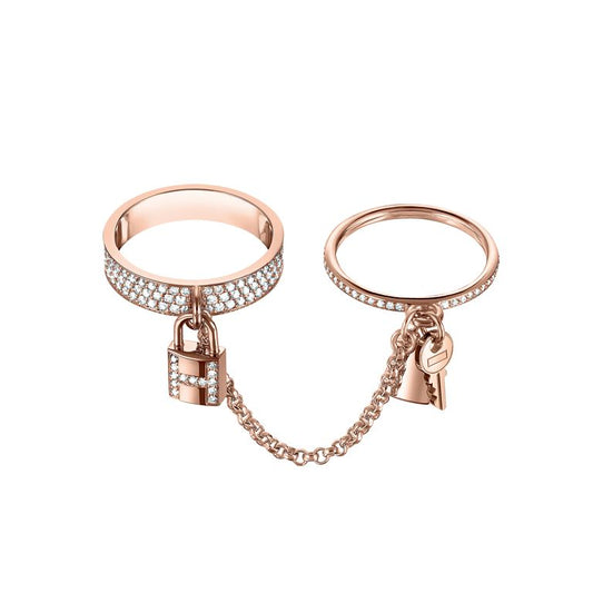 [Topon Jewelry]HM KELLY CLOCHETTE DOUBLE RING IN ROSE GOLD WITH DIAMONDS