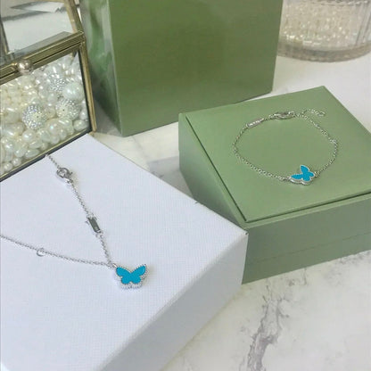 [Topon Jewelry]BUTTERFLY TURQUOISE BUTTERFLY BRACELET SILVER