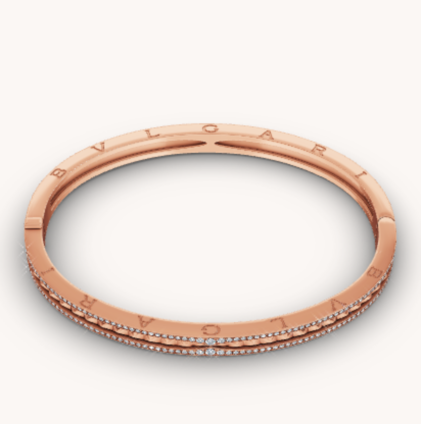 [Topon Jewelry]ZERO 1 SPIRAL AND PAVED DIAMOND PINK GOLD BRACELET