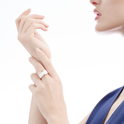 [Topon Jewelry]ZERO 1 FOUR-BAND LOOPS AND WHITE CERAMIC SPIRAL PINK GOLD RING