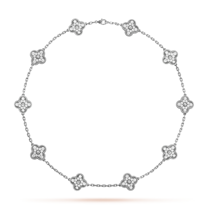 [Topon]CLOVER 10 MOTIFS DIAMOND NECKLACE