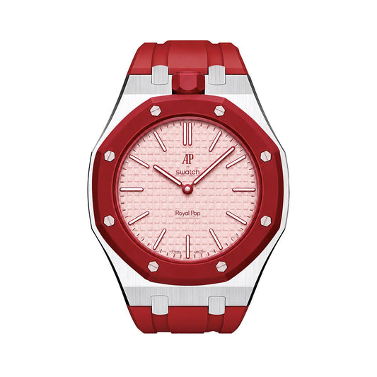 Oak Pop Red Steel Silicone Strap