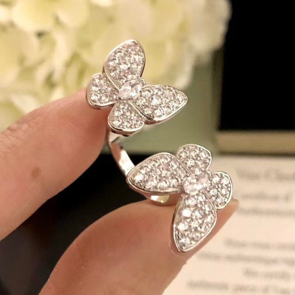 [Topon]TWIN SILVER BUTTERFLY DIAMOND RING