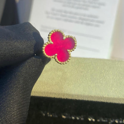 [TOPON]NEW CLOVER PINK ENAMEL RINGS