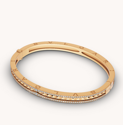 [Topon Jewelry]ZERO 1 SPIRAL AND PAVED DIAMOND GOLD BRACELET