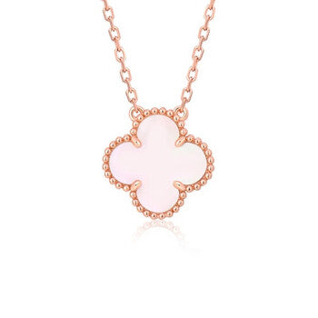 [Topon Jewelry]CLOVER 15MM PINK MOTHER-OF-PEARL SINGLE FLOWER NECKLACE